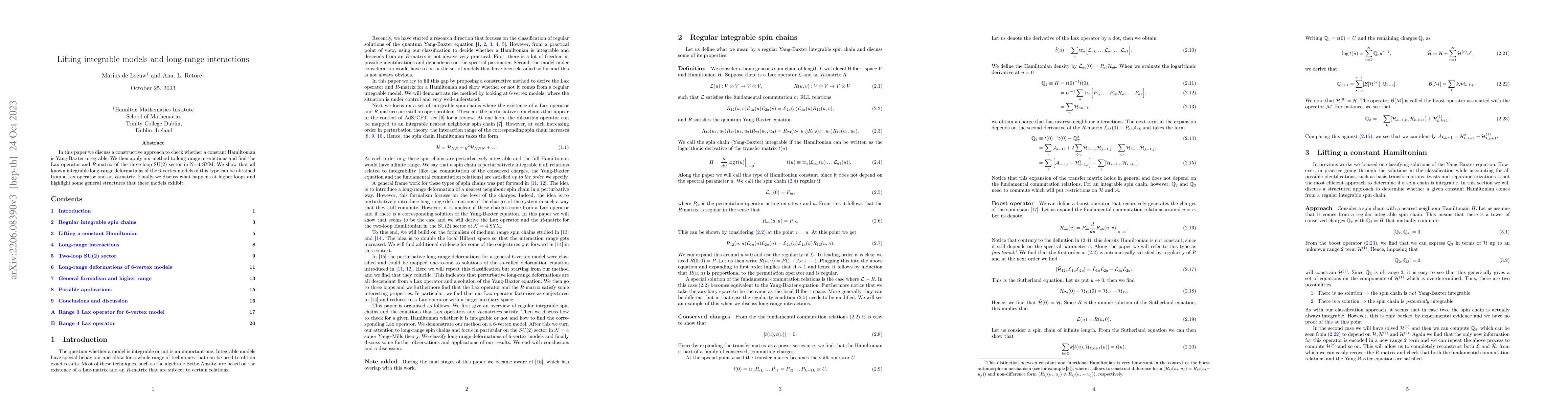 Thumbnail for Lifting integrable models and long-range interactions