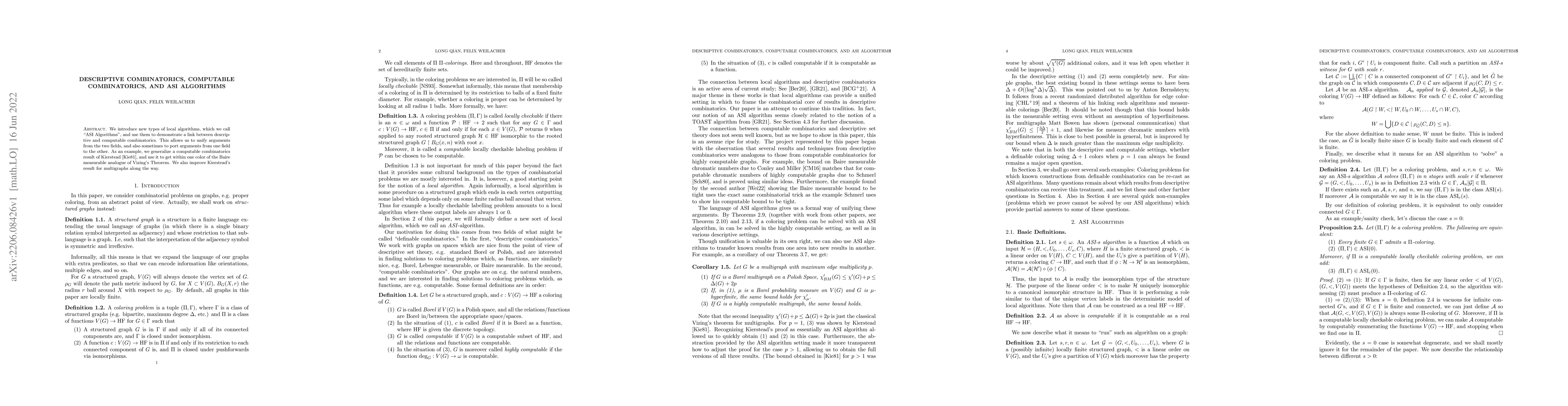 Thumbnail for Descriptive Combinatorics, Computable Combinatorics, and ASI Algorithms