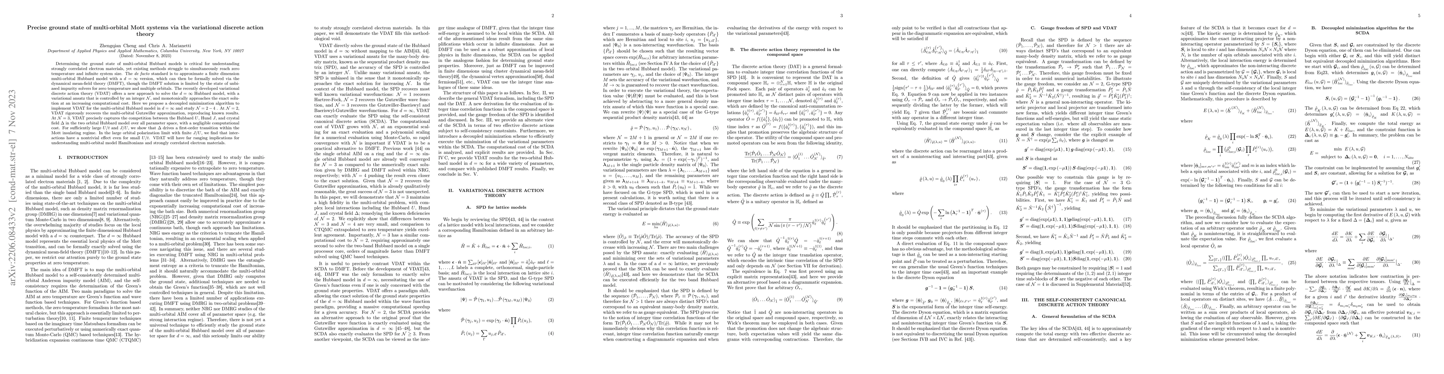 Thumbnail for Precise ground state of multi-orbital Mott systems via the variational
  discrete action theory