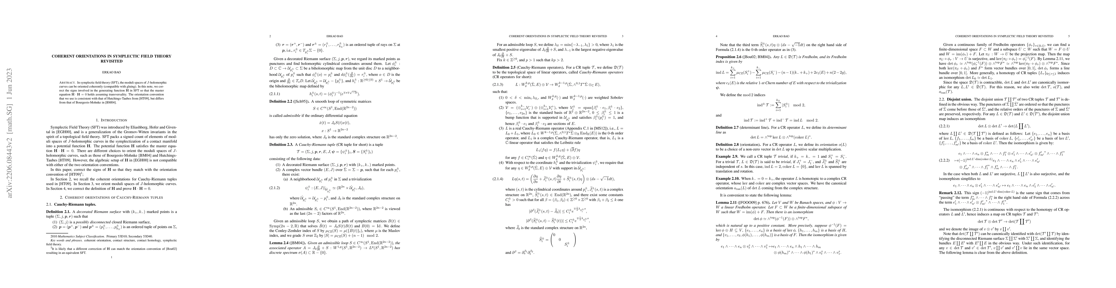 Thumbnail for Coherent orientations in symplectic field theory revisited