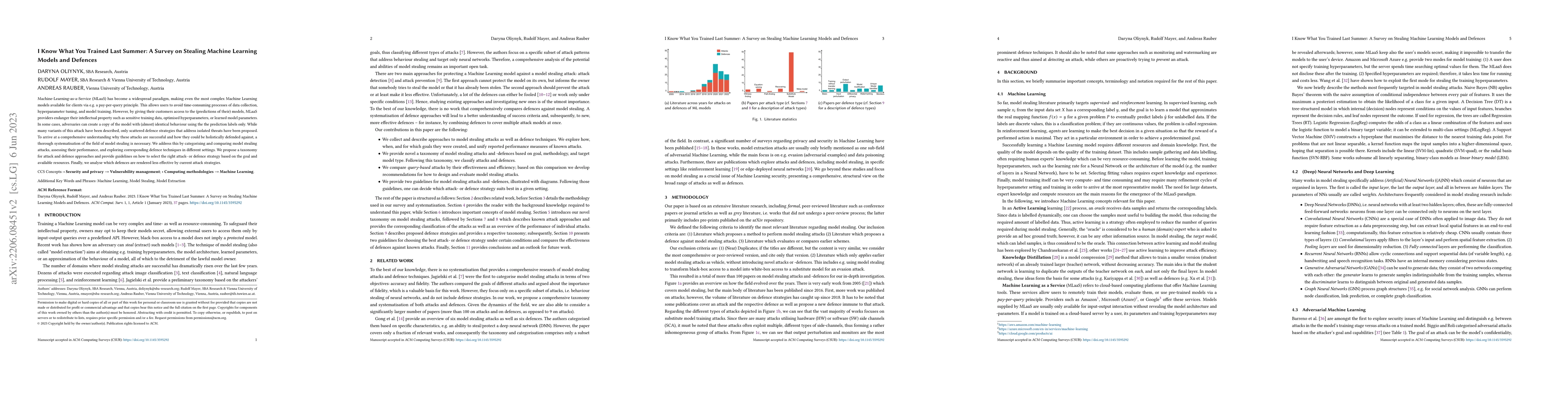Thumbnail for I Know What You Trained Last Summer: A Survey on Stealing Machine
  Learning Models and Defences