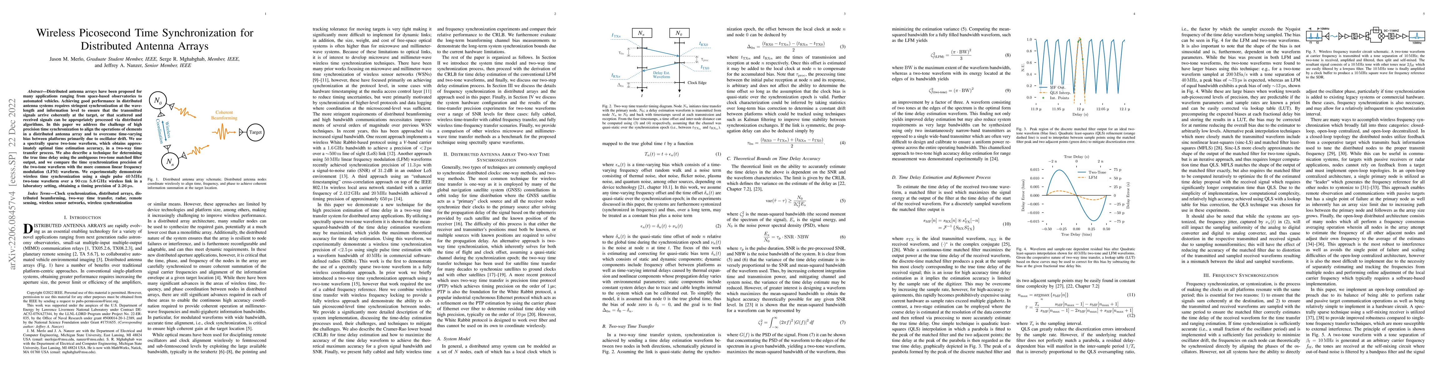 Thumbnail for Wireless Picosecond Time Synchronization for Distributed Antenna Arrays