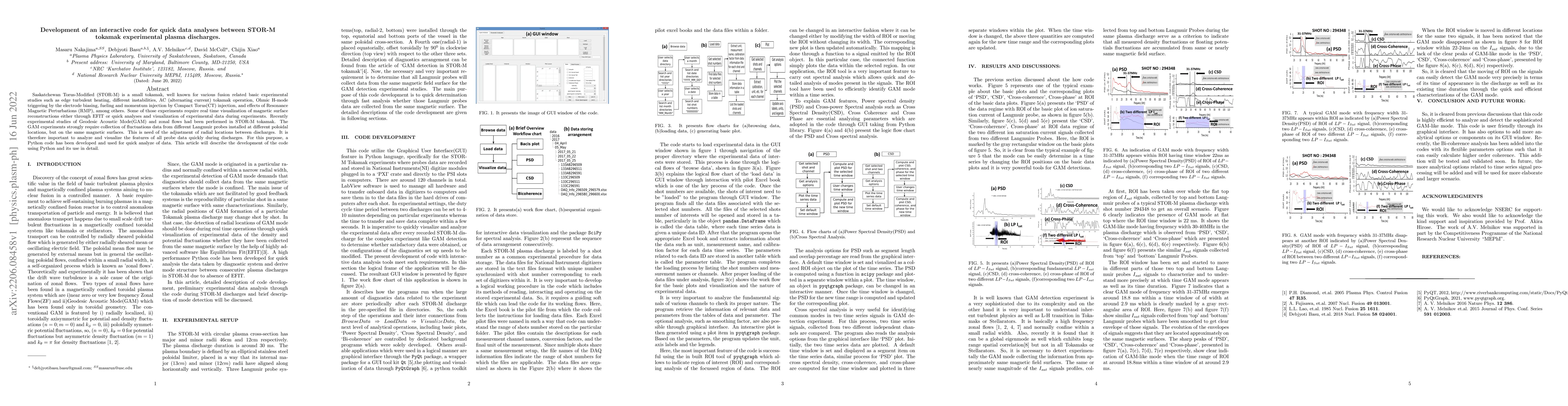 Thumbnail for Development of an interactive code for quick data analyses between
  STOR-M tokamak experimental plasma discharges