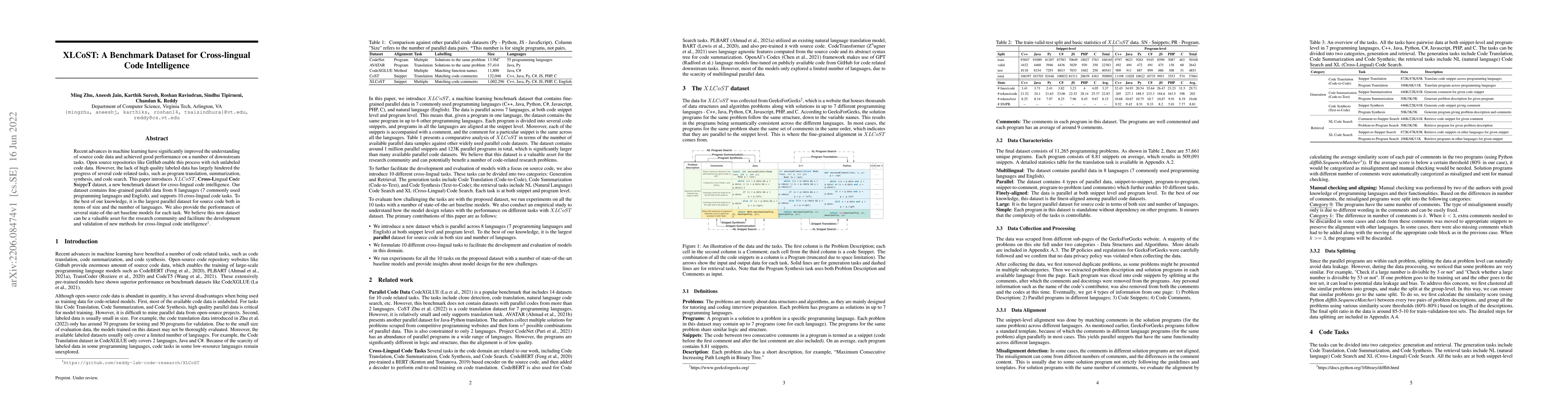 Thumbnail for XLCoST: A Benchmark Dataset for Cross-lingual Code Intelligence