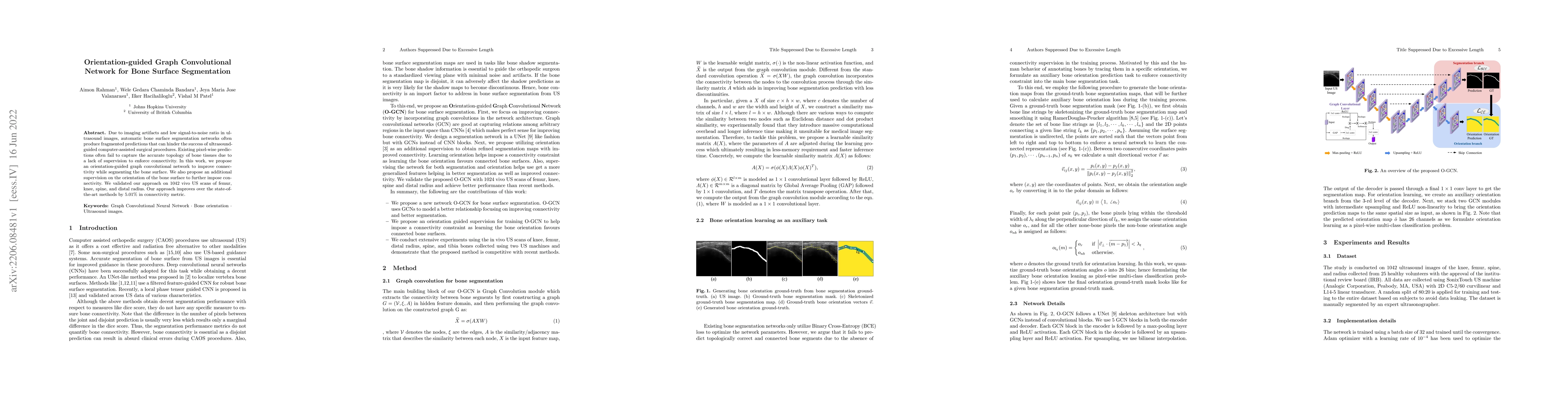 Thumbnail for Orientation-guided Graph Convolutional Network for Bone Surface
  Segmentation