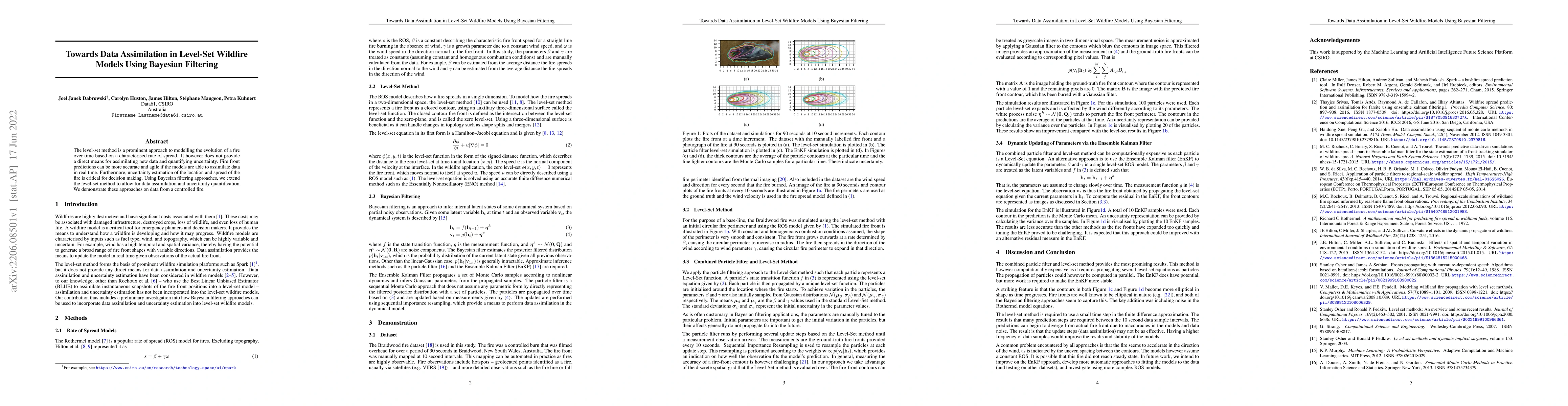 Thumbnail for Towards Data Assimilation in Level-Set Wildfire Models Using Bayesian
  Filtering