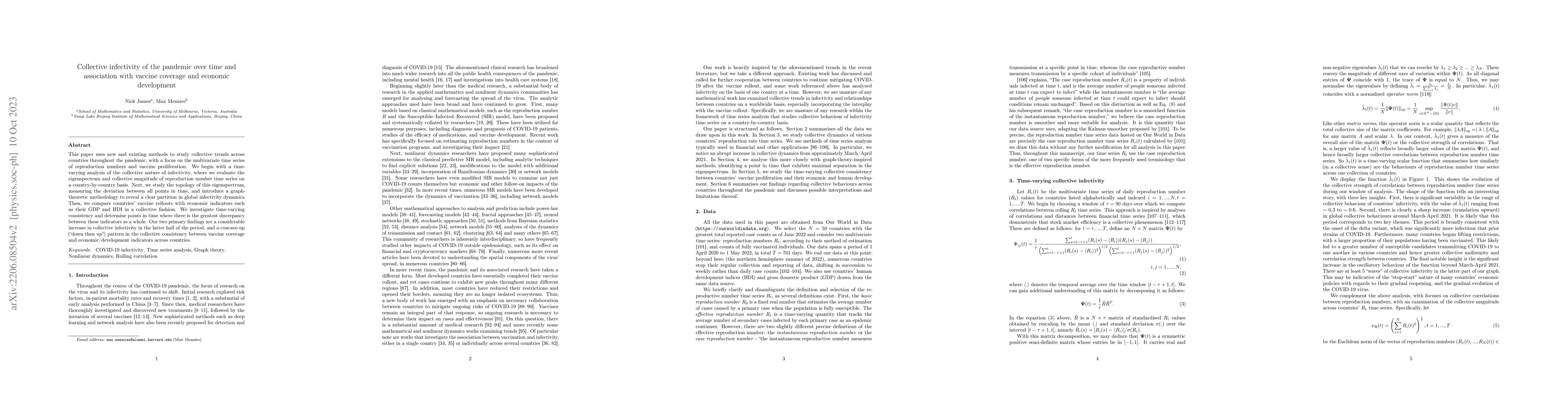 Thumbnail for Collective infectivity of the pandemic over time and association with
  vaccine coverage and economic development