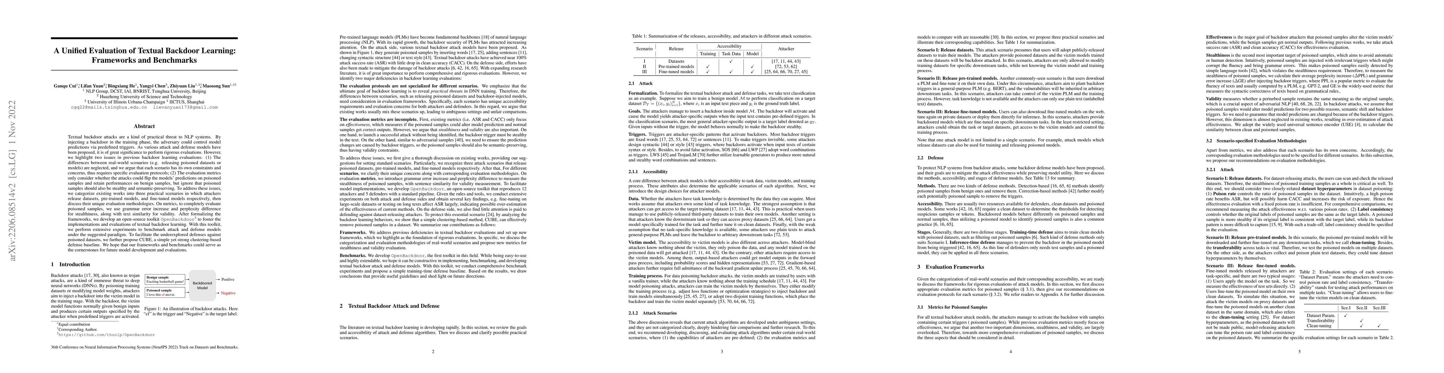 Thumbnail for A Unified Evaluation of Textual Backdoor Learning: Frameworks and
  Benchmarks