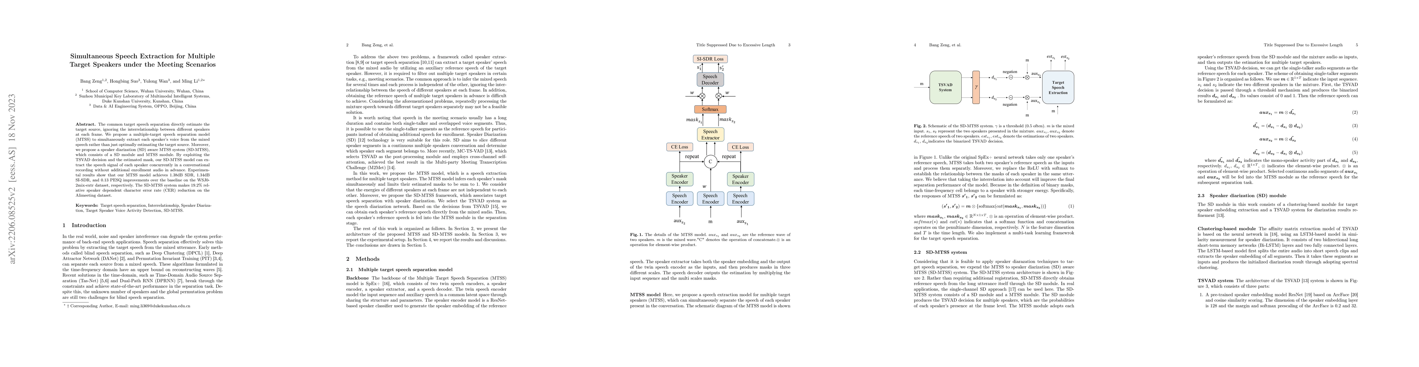 Thumbnail for Simultaneous Speech Extraction for Multiple Target Speakers under the
  Meeting Scenarios