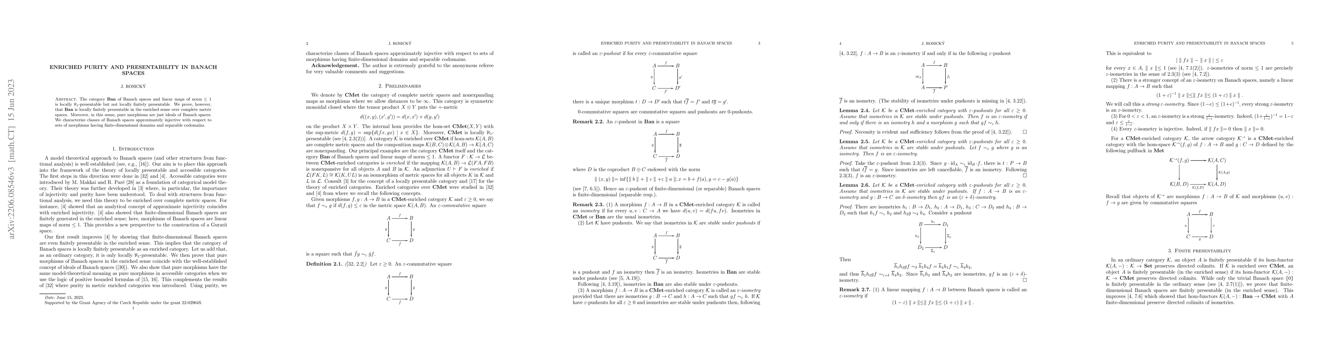 Thumbnail for Enriched purity and presentability in Banach spaces