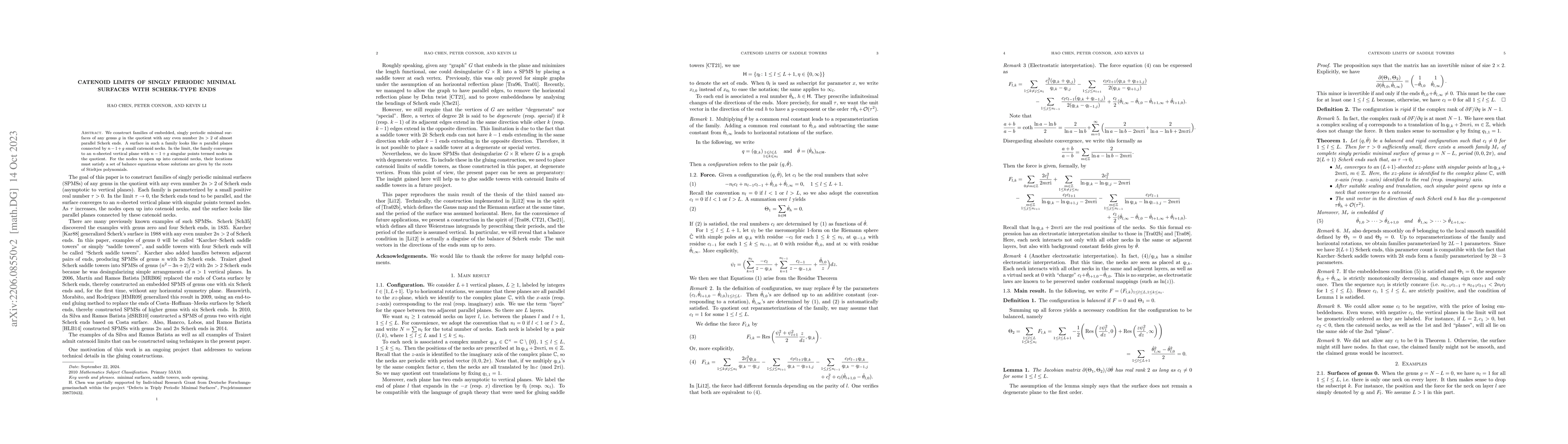 Thumbnail for Catenoid limits of singly periodic minimal surfaces with Scherk-type
  ends