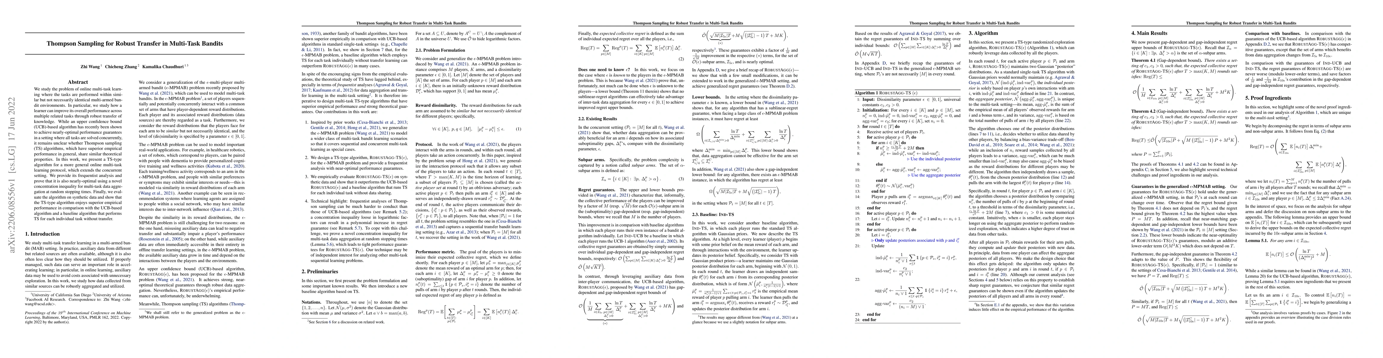 Thumbnail for Thompson Sampling for Robust Transfer in Multi-Task Bandits