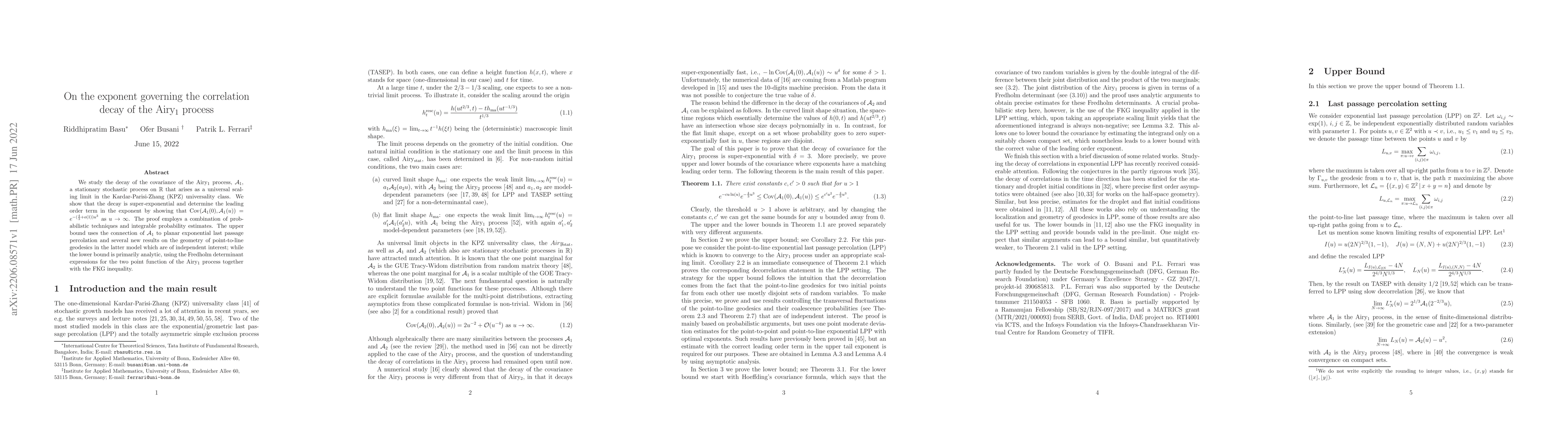 Thumbnail for On the exponent governing the correlation decay of the Airy$_1$ process
