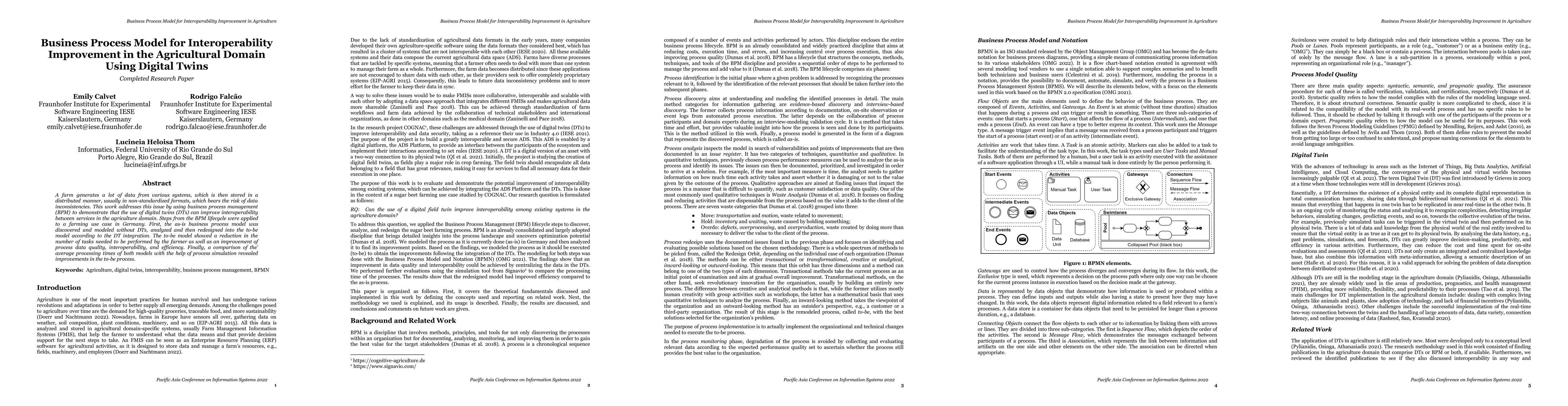 Thumbnail for Business Process Model for Interoperability Improvement in the
  Agricultural Domain Using Digital Twins
