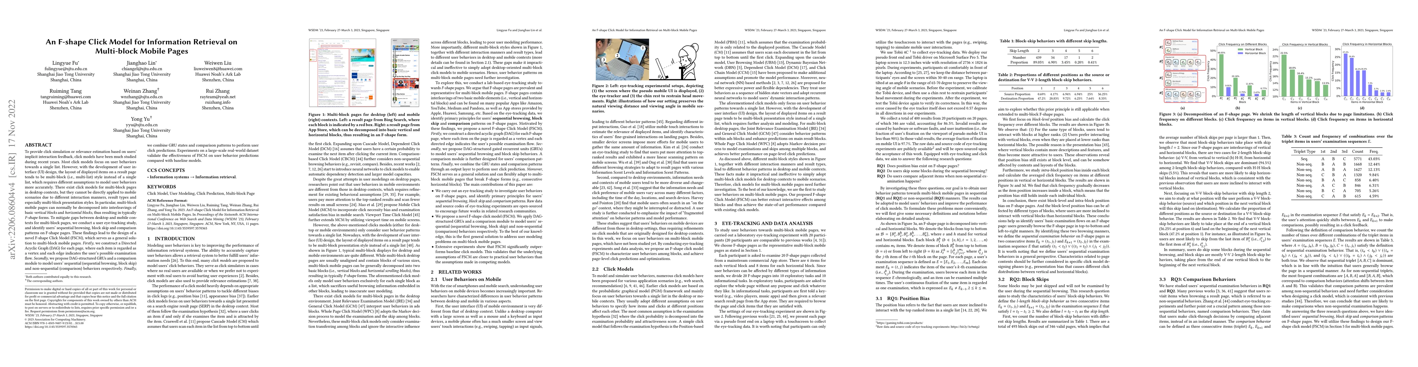 Thumbnail for An F-shape Click Model for Information Retrieval on Multi-block Mobile
  Pages