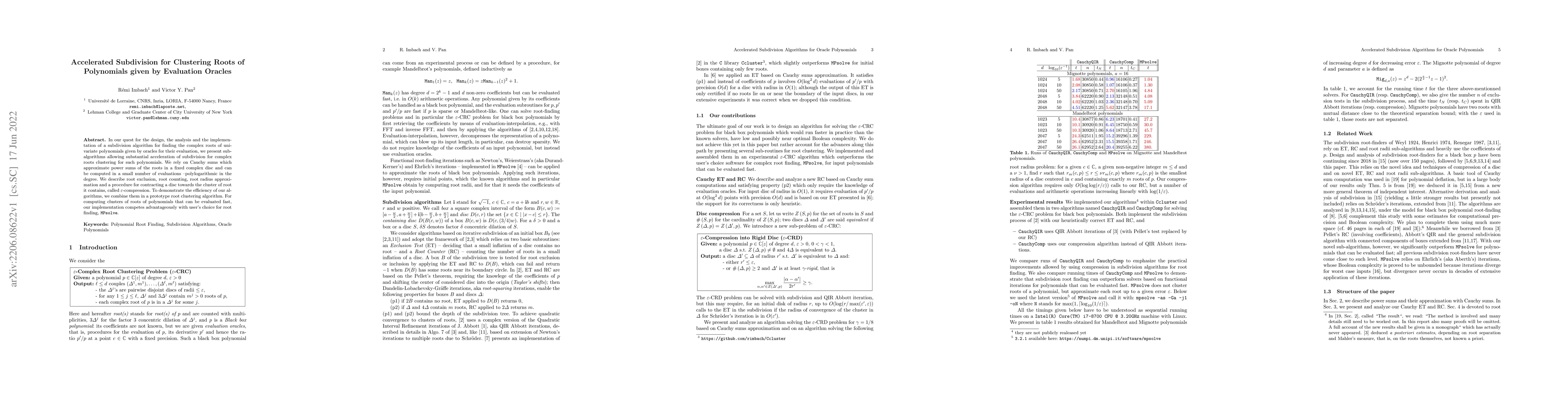 Thumbnail for Accelerated Subdivision for Clustering Roots of Polynomials given by
  Evaluation Oracles