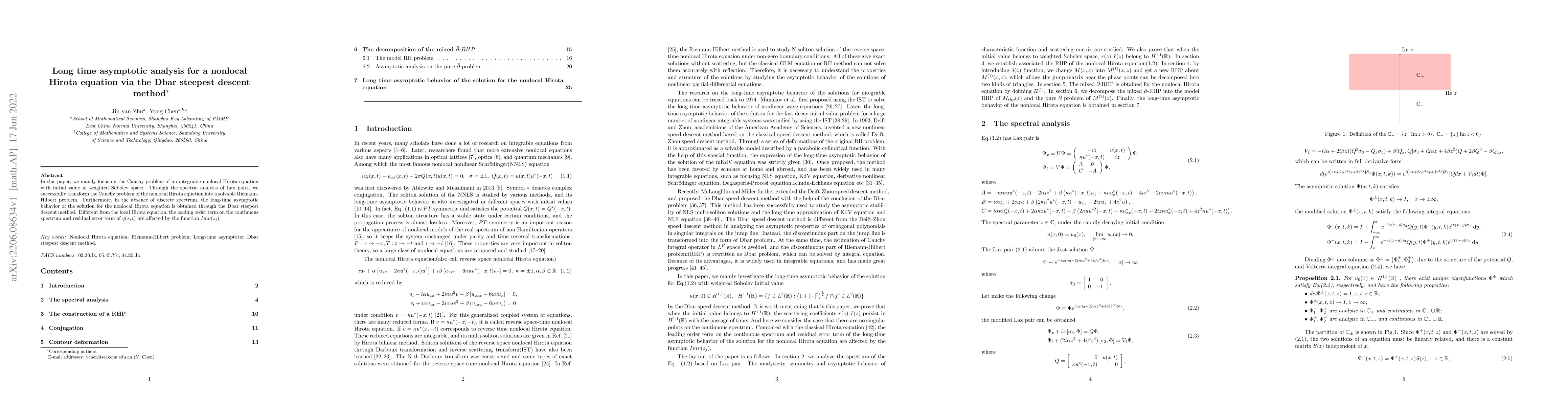 Thumbnail for Long time asymptotic analysis for a nonlocal Hirota equation via the
  Dbar steepest descent method