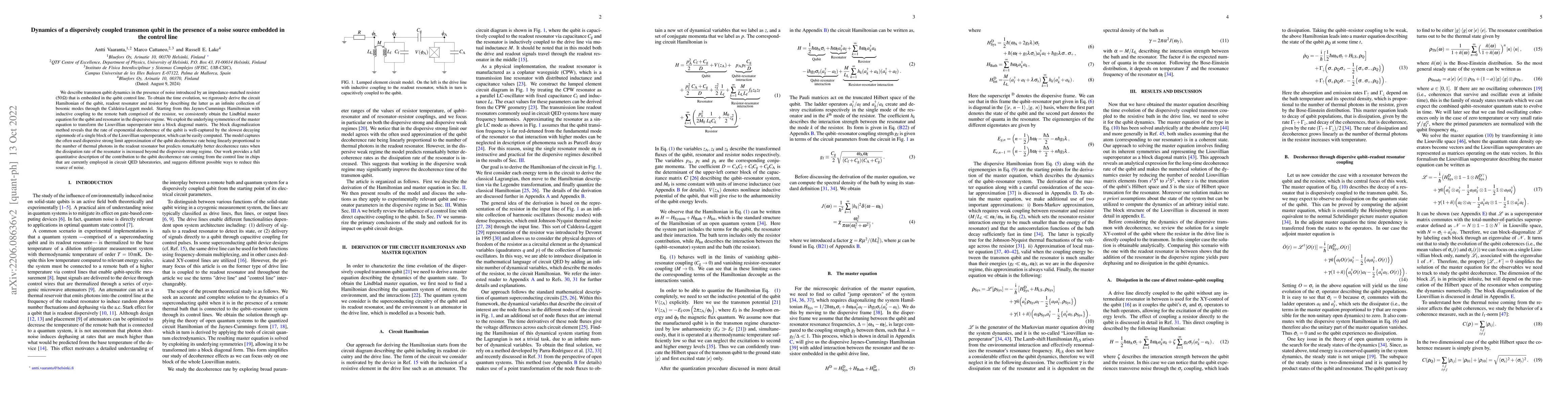 Thumbnail for Dynamics of a dispersively coupled transmon qubit in the presence of a
  noise source embedded in the control line