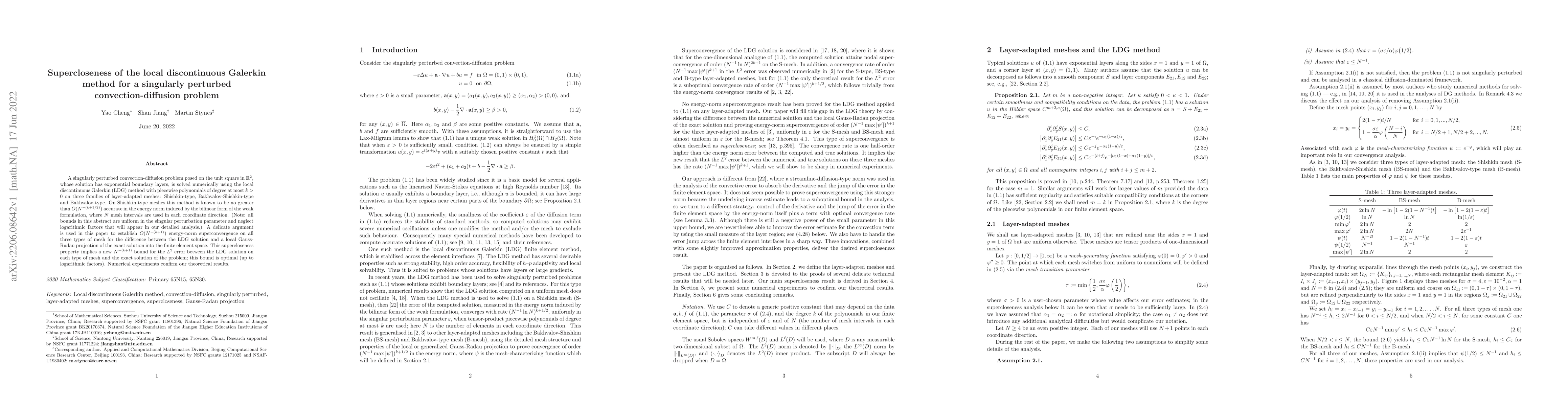 Thumbnail for Supercloseness of the local discontinuous Galerkin method for a
  singularly perturbed convection-diffusion problem
