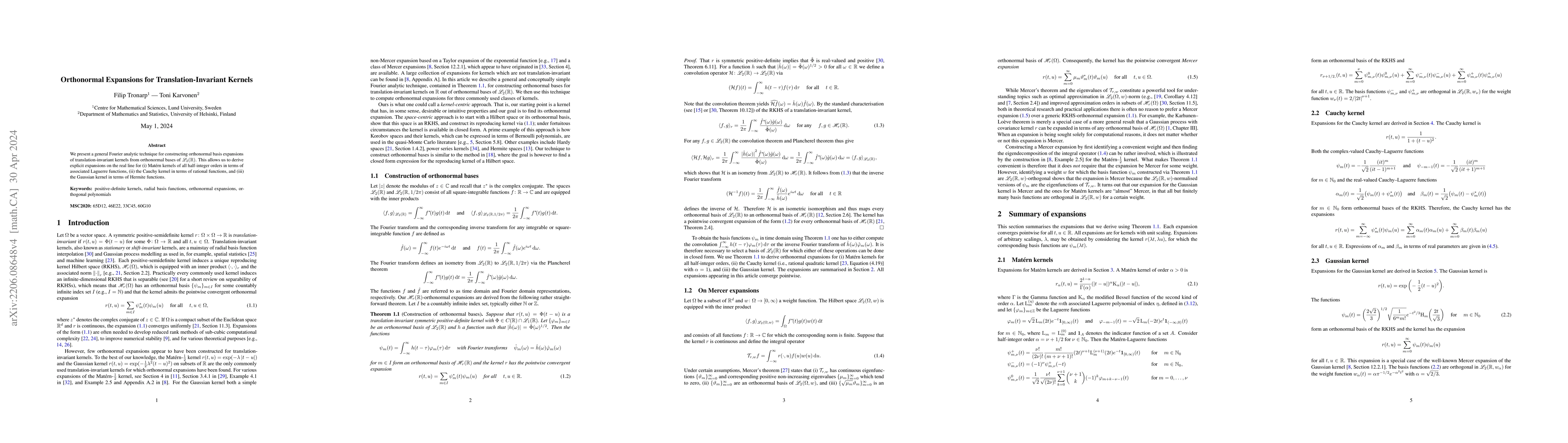 Thumbnail for Orthonormal Expansions for Translation-Invariant Kernels