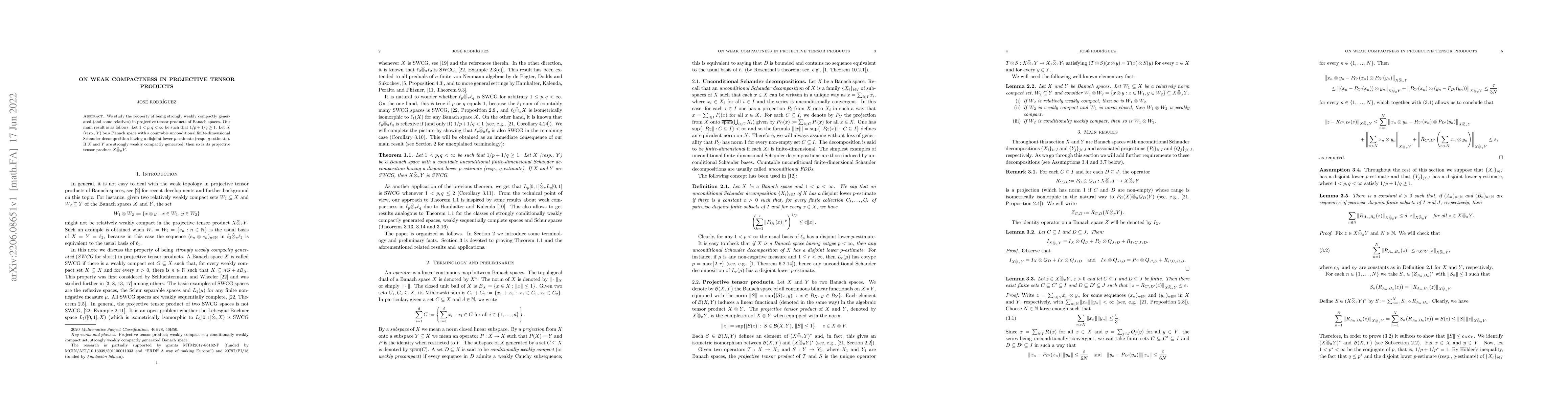 Thumbnail for On weak compactness in projective tensor products
