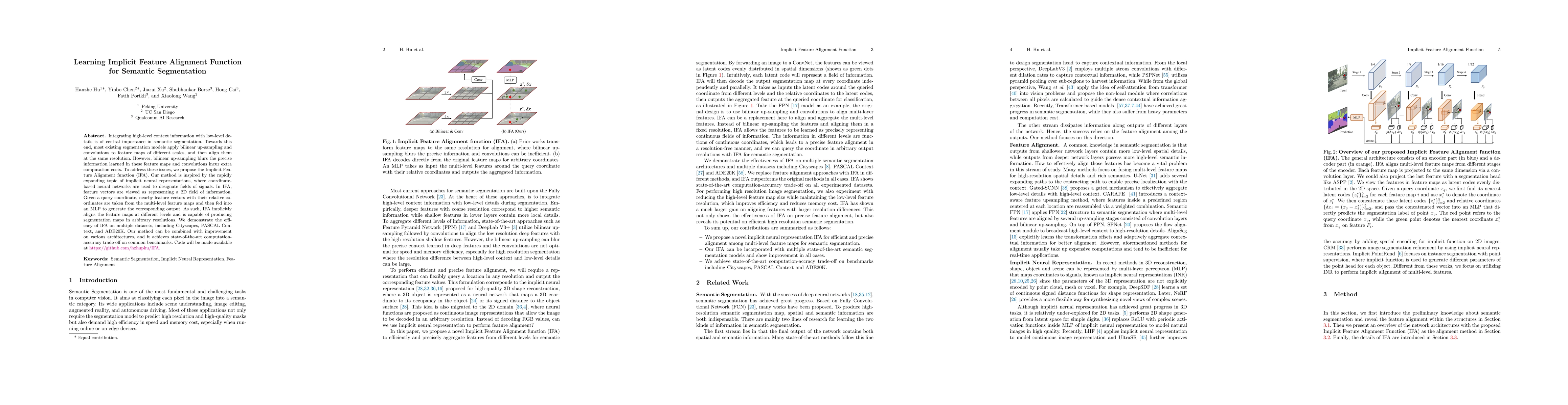 Thumbnail for Learning Implicit Feature Alignment Function for Semantic Segmentation