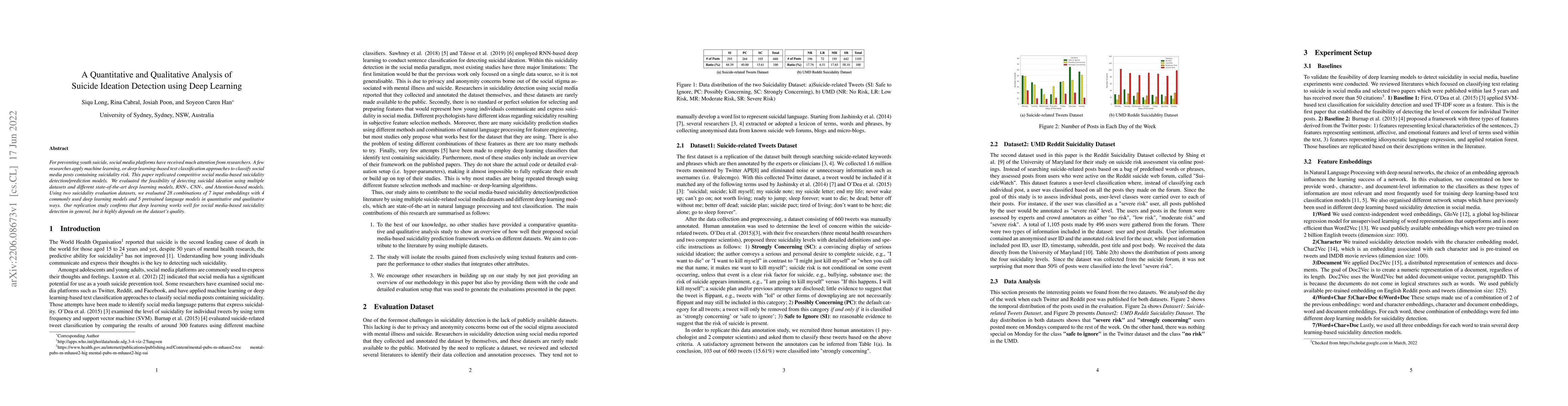 Thumbnail for A Quantitative and Qualitative Analysis of Suicide Ideation Detection
  using Deep Learning