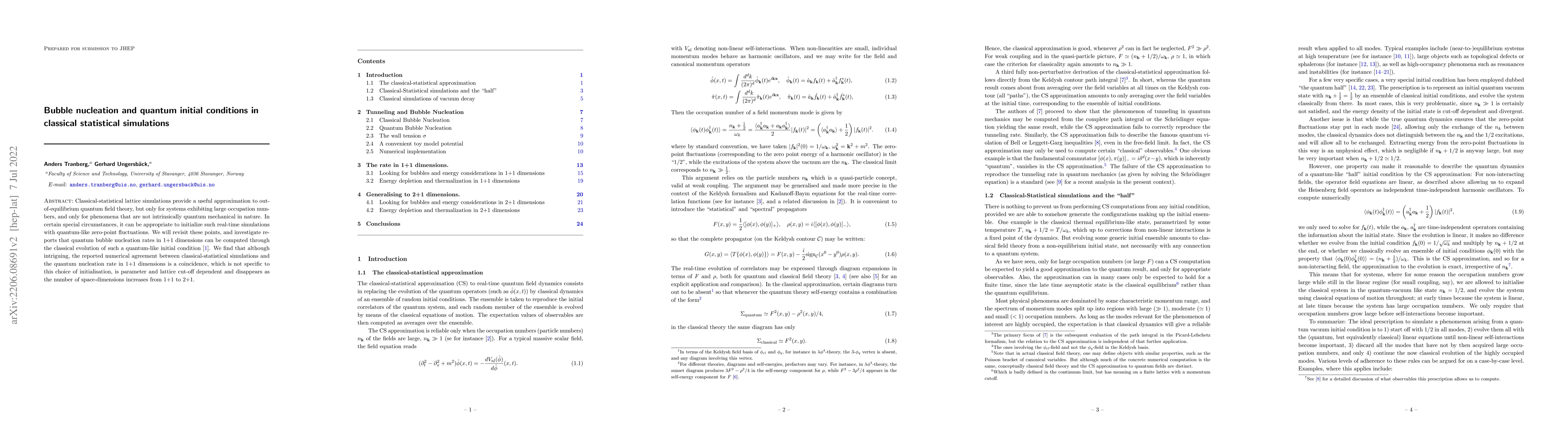 Thumbnail for Bubble nucleation and quantum initial conditions in classical
  statistical simulations
