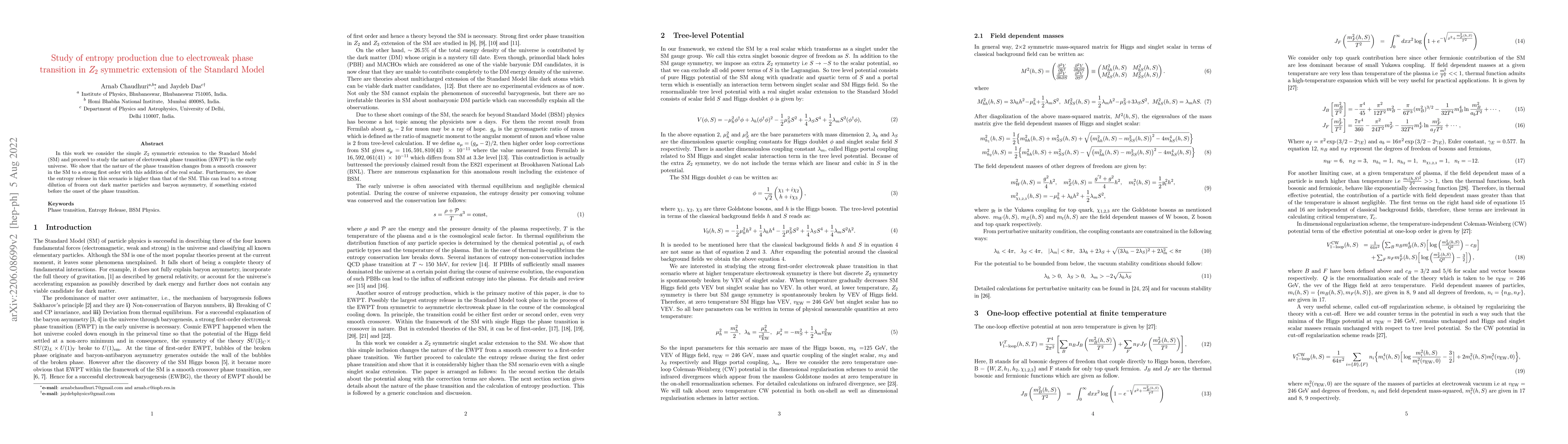 Thumbnail for Study of entropy production due to electroweak phase transition in $Z_2$
  symmetric extension of the Standard Model