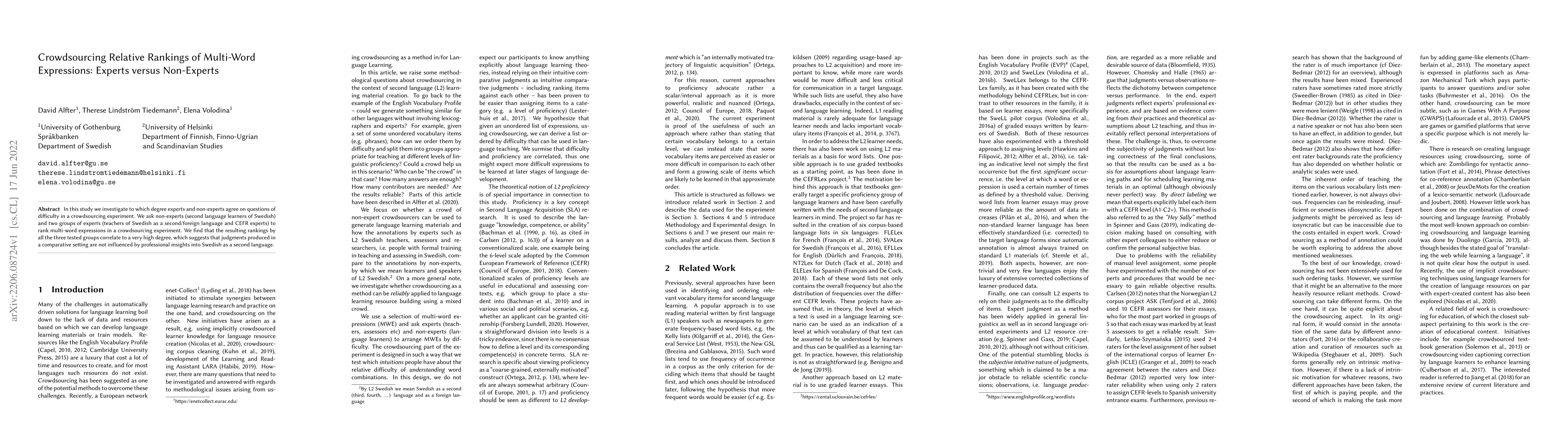 Thumbnail for Crowdsourcing Relative Rankings of Multi-Word Expressions: Experts
  versus Non-Experts