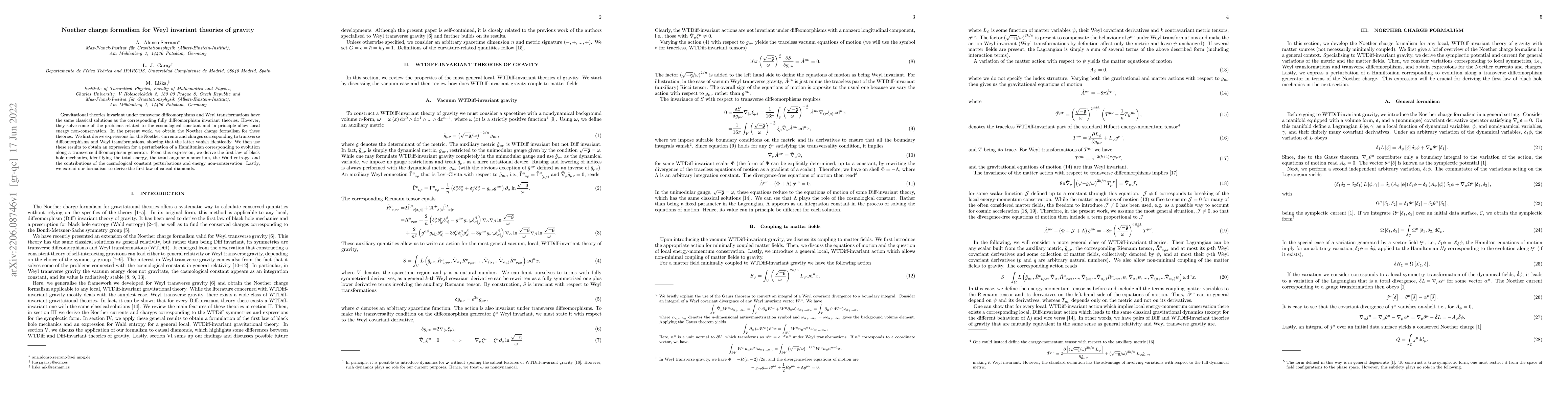 Thumbnail for Noether charge formalism for Weyl invariant theories of gravity
