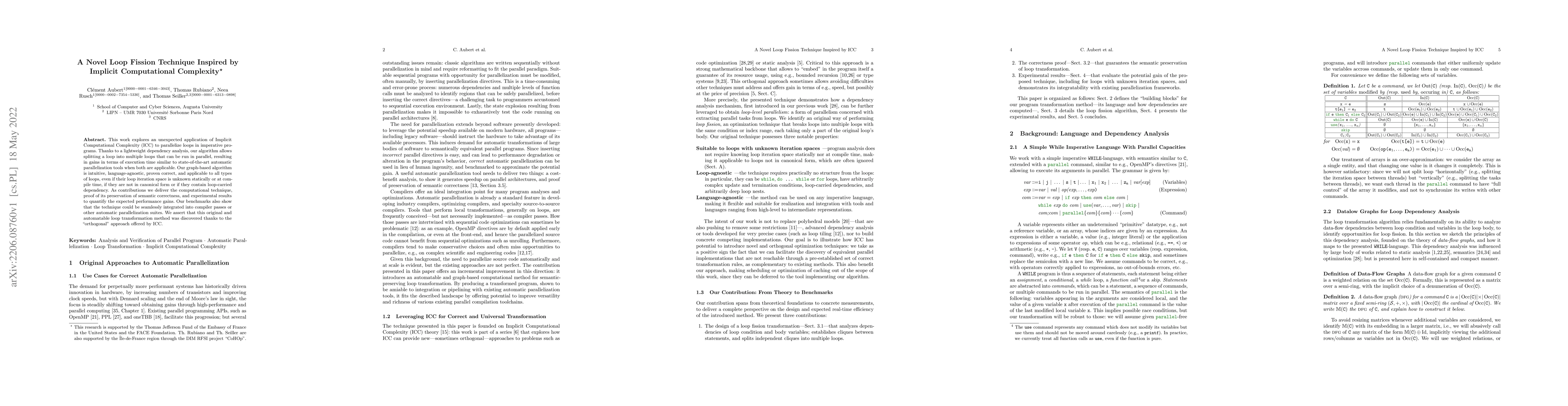 Thumbnail for A Novel Loop Fission Technique Inspired by Implicit Computational
  Complexity