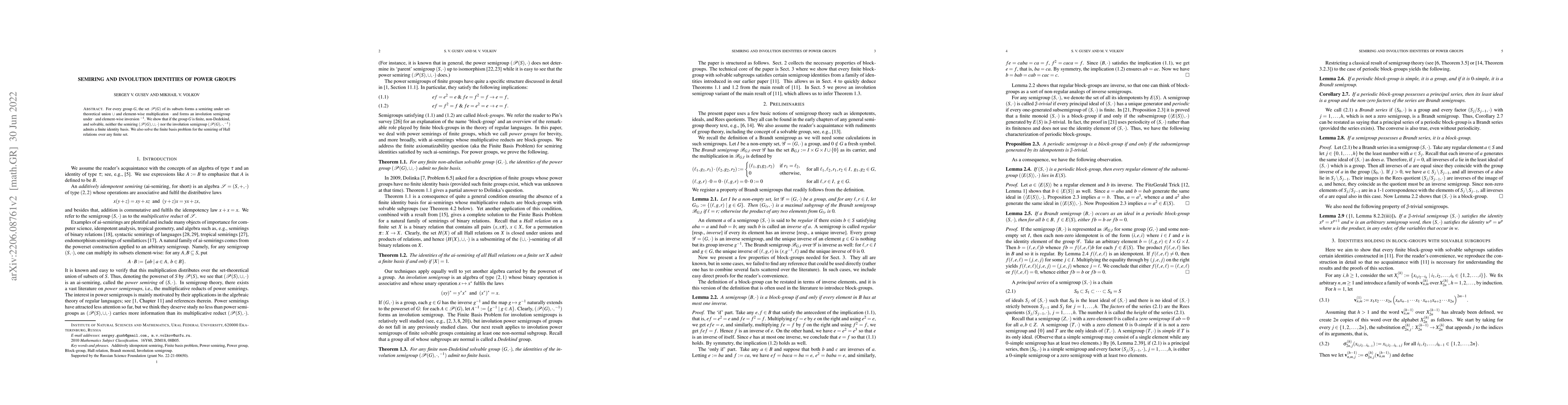 Thumbnail for Semiring and involution identities of power groups