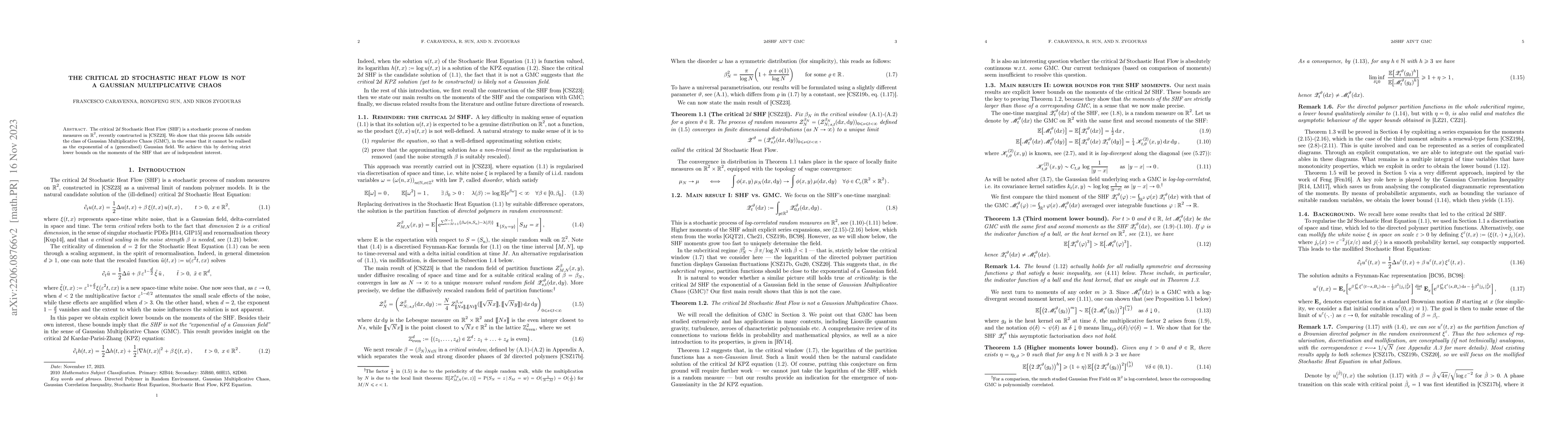 Thumbnail for The critical 2d Stochastic Heat Flow is not a Gaussian Multiplicative
  Chaos