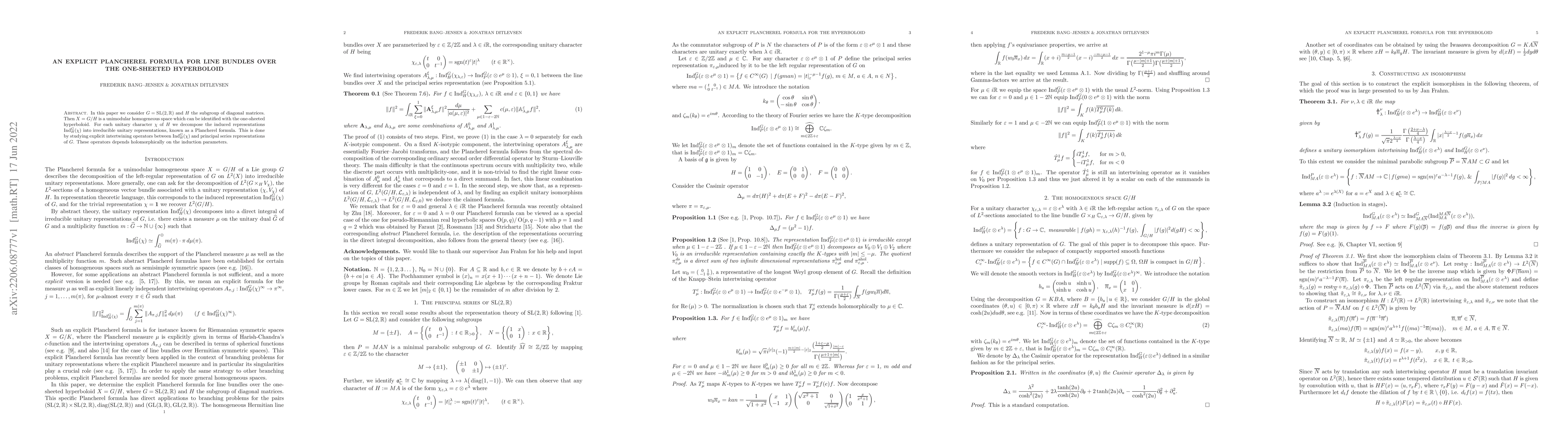 Thumbnail for An explicit Plancherel formula for line bundles over the one-sheeted
  hyperboloid
