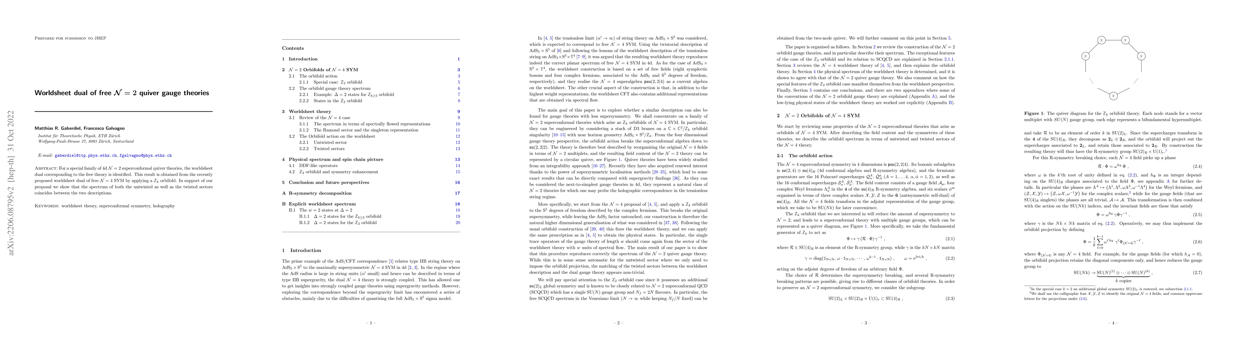 Thumbnail for Worldsheet dual of free $\mathcal{N}=2$ quiver gauge theories