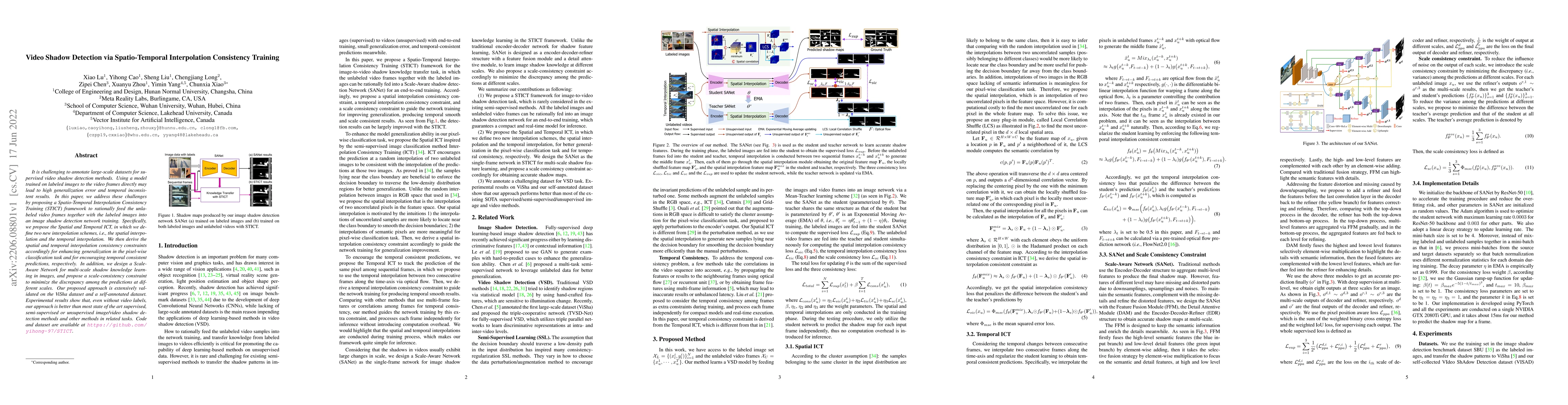 Thumbnail for Video Shadow Detection via Spatio-Temporal Interpolation Consistency
  Training