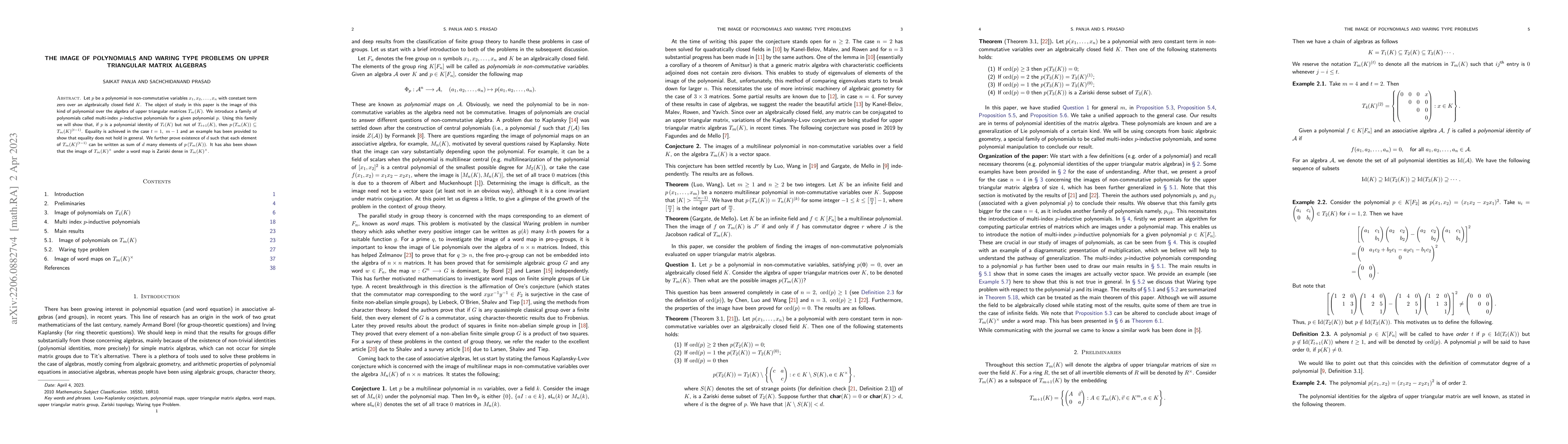 Thumbnail for The image of polynomials and Waring type problems on upper triangular
  matrix algebras