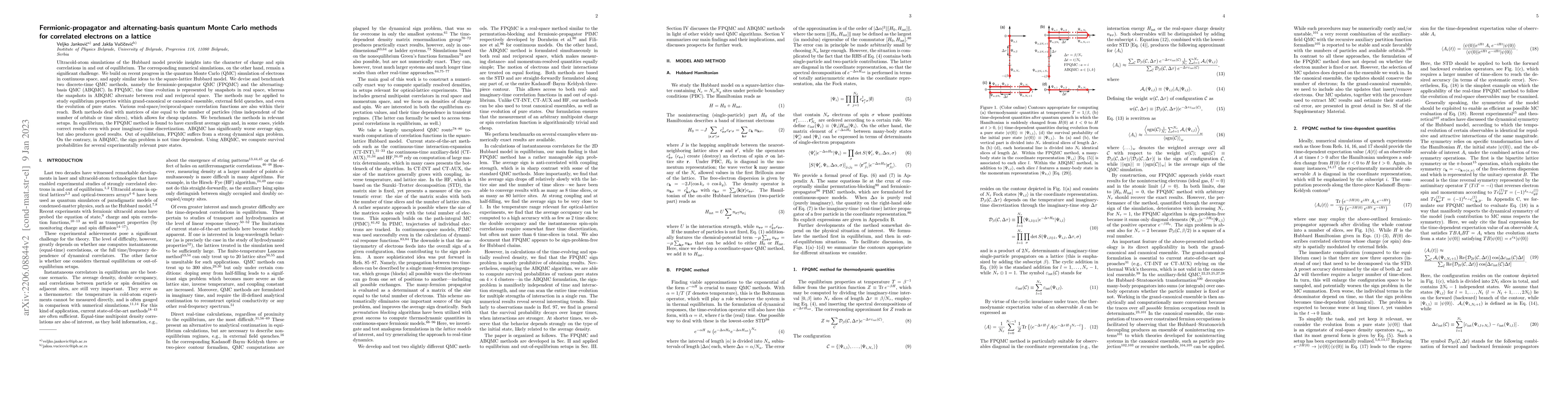 Thumbnail for Fermionic-propagator and alternating-basis quantum Monte Carlo methods
  for correlated electrons on a lattice