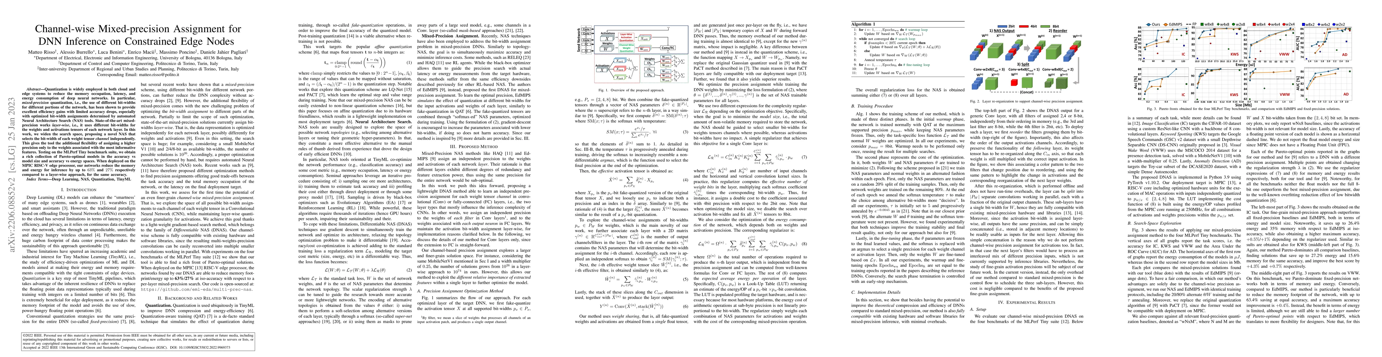 Thumbnail for Channel-wise Mixed-precision Assignment for DNN Inference on Constrained
  Edge Nodes