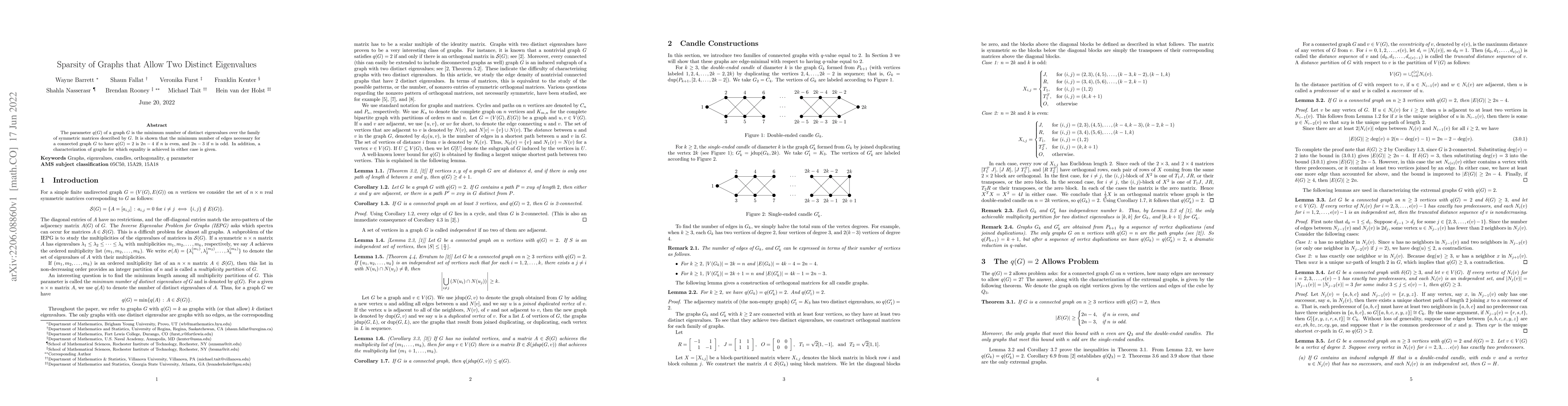 Thumbnail for Sparsity of Graphs that Allow Two Distinct Eigenvalues