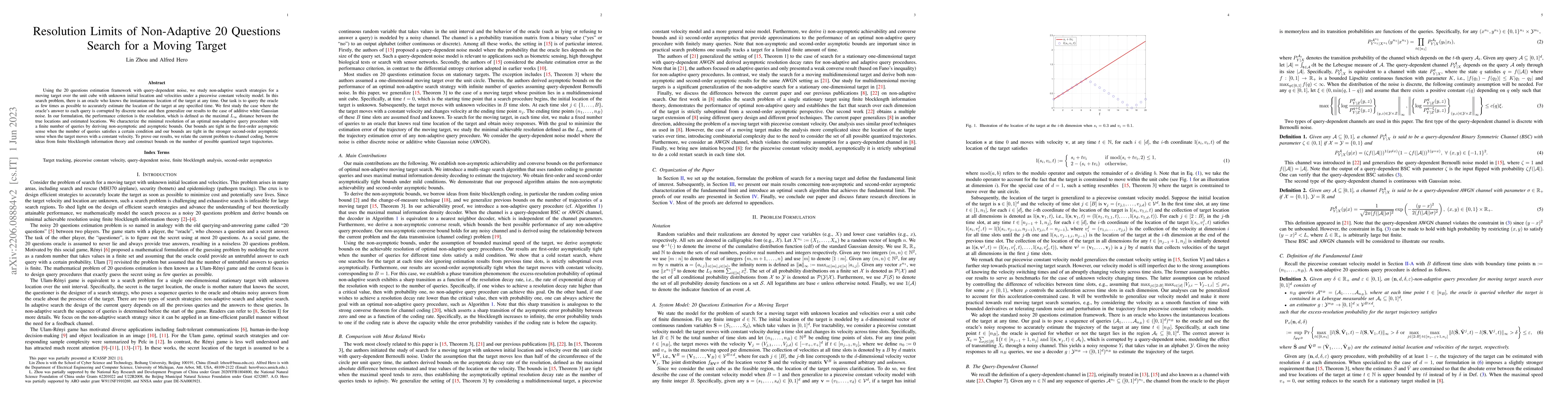 Thumbnail for Resolution Limits of Non-Adaptive 20 Questions Search for a Moving
  Target