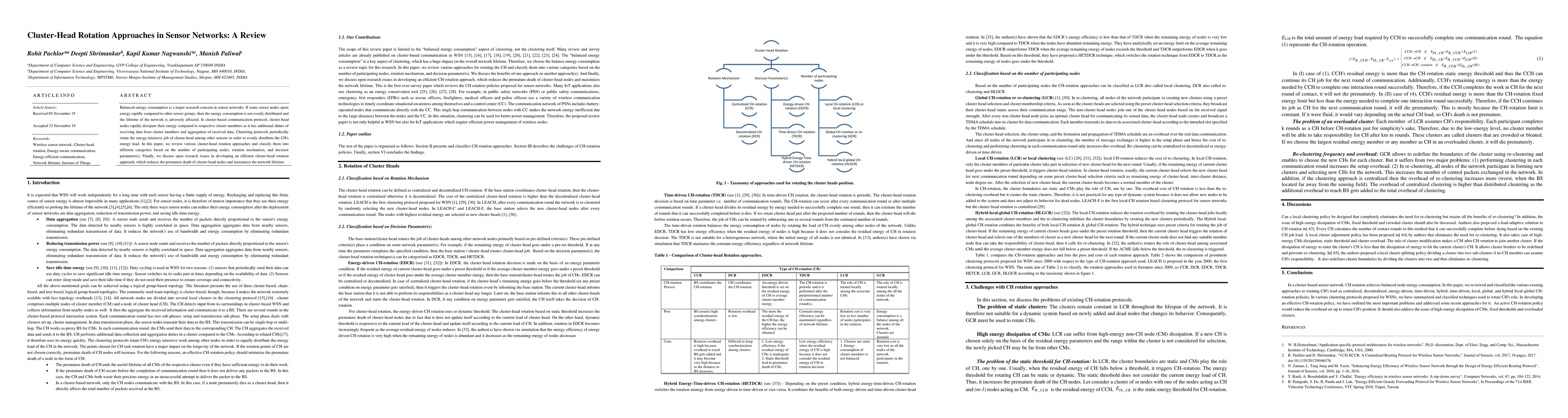 Thumbnail for Cluster-Head Rotation Approaches in Sensor Networks: A Review