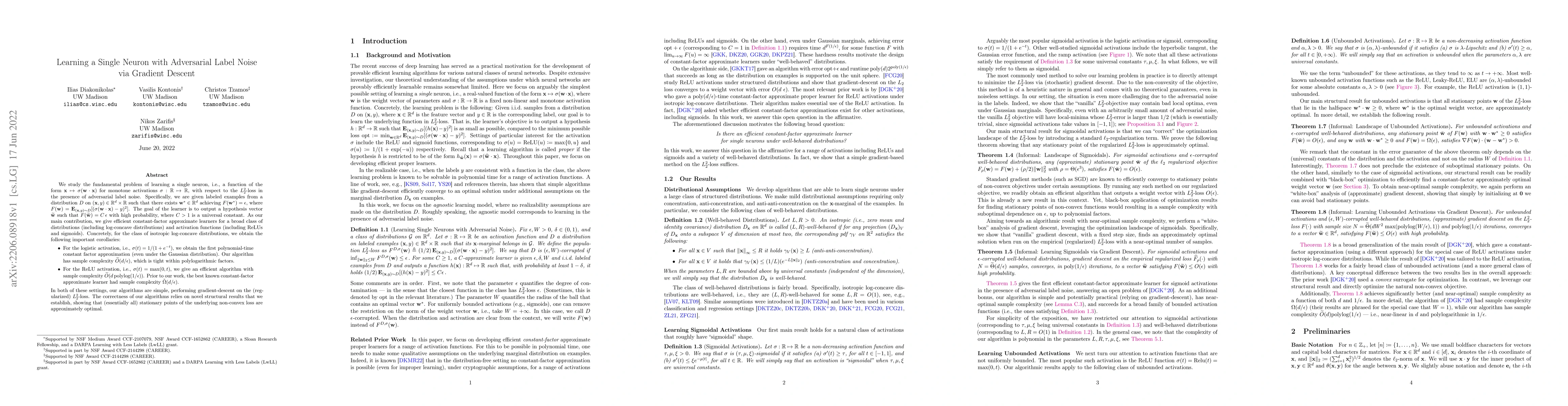 Thumbnail for Learning a Single Neuron with Adversarial Label Noise via Gradient
  Descent