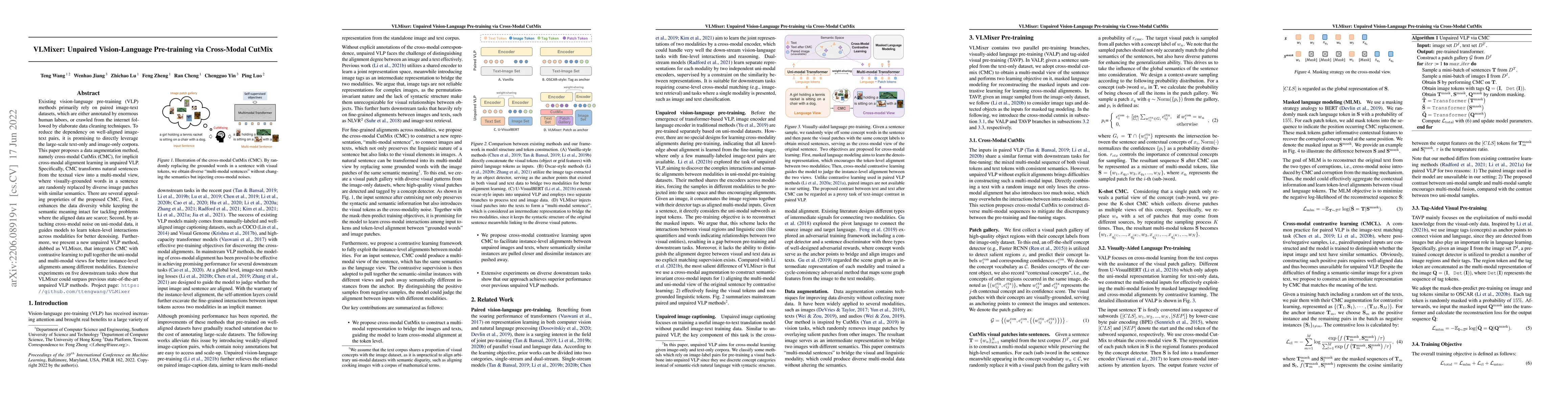 Thumbnail for VLMixer: Unpaired Vision-Language Pre-training via Cross-Modal CutMix