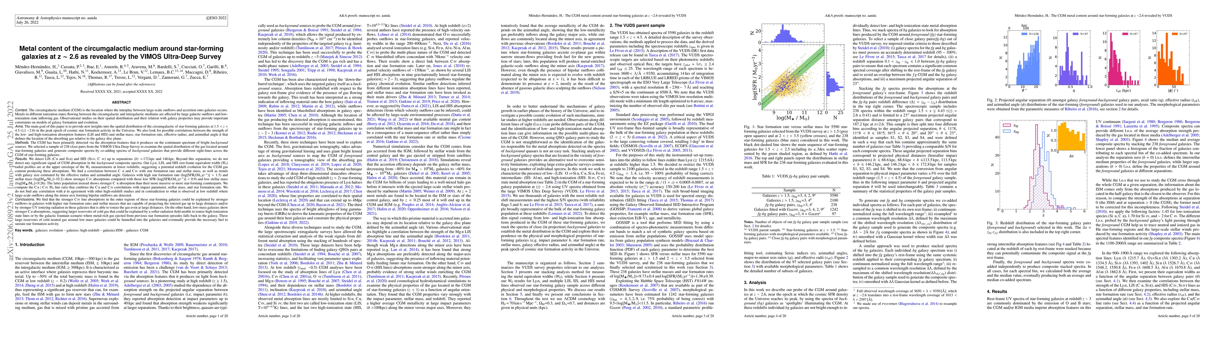 Thumbnail for Metal content of the circumgalactic medium around star-forming galaxies
  at z $\sim$ 2.6 as revealed by the VIMOS Ultra-Deep Survey