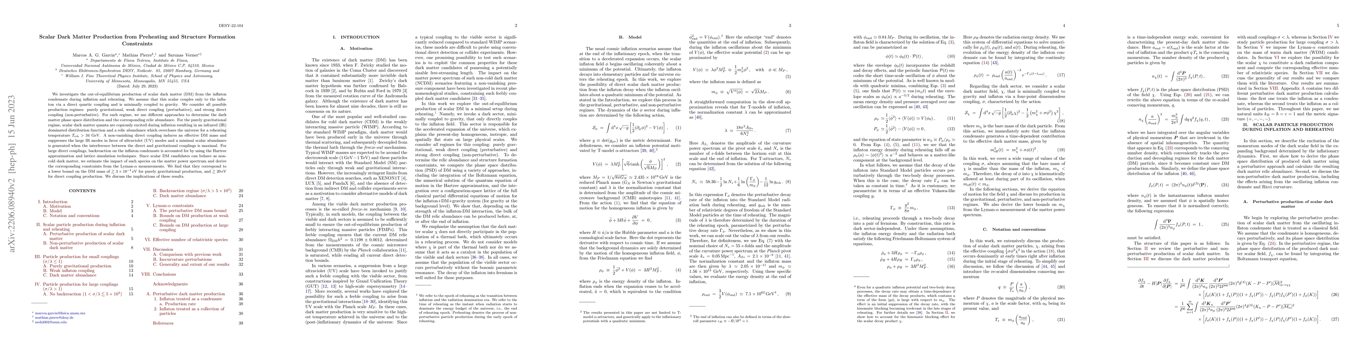 Thumbnail for Scalar Dark Matter Production from Preheating and Structure Formation
  Constraints