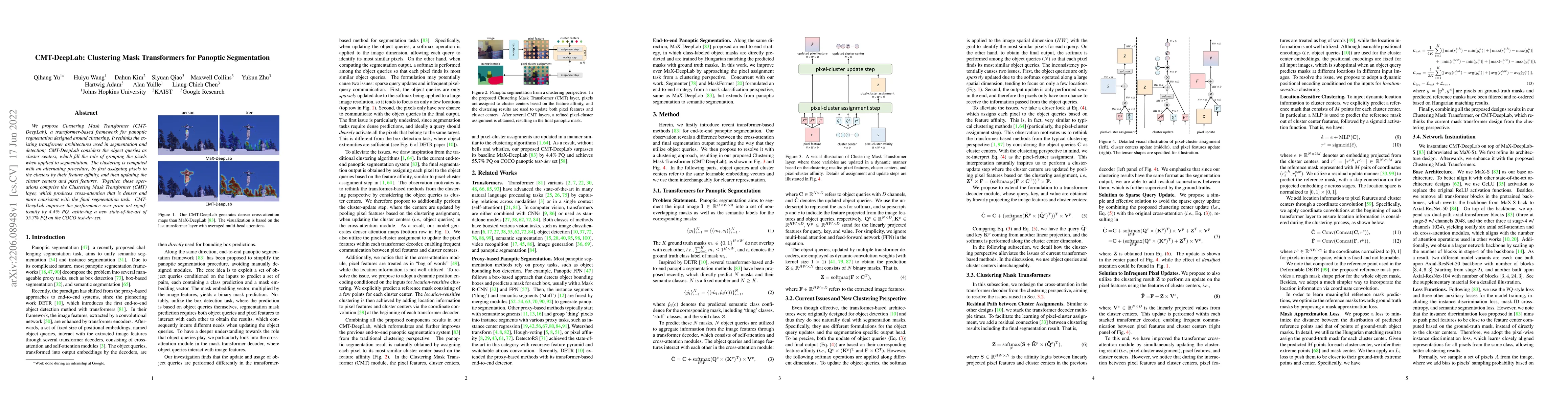 Thumbnail for CMT-DeepLab: Clustering Mask Transformers for Panoptic Segmentation