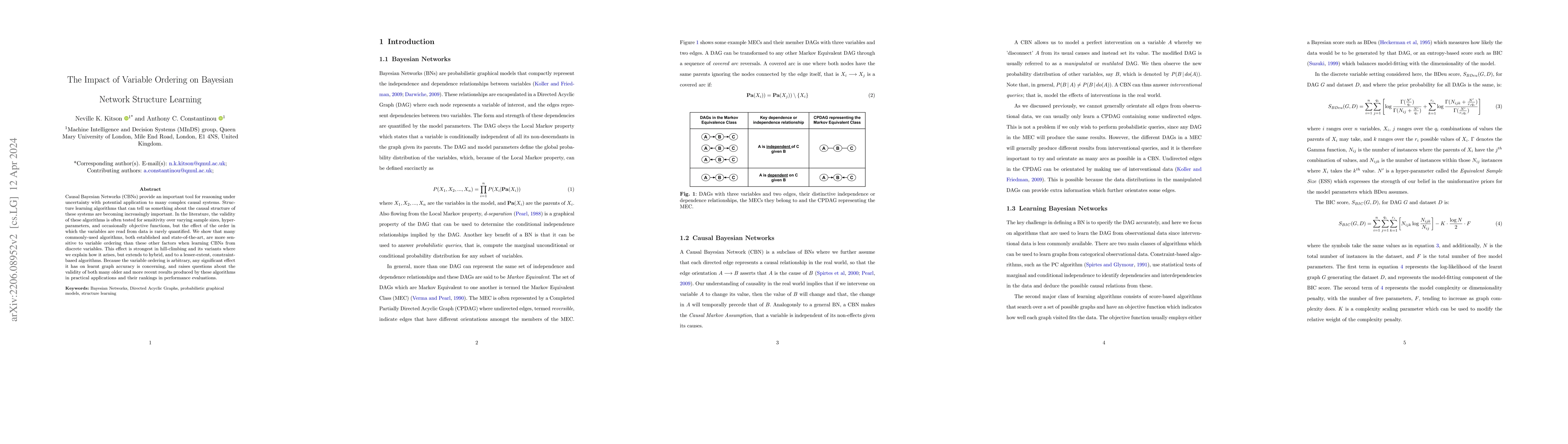 Thumbnail for The Impact of Variable Ordering on Bayesian Network Structure Learning
