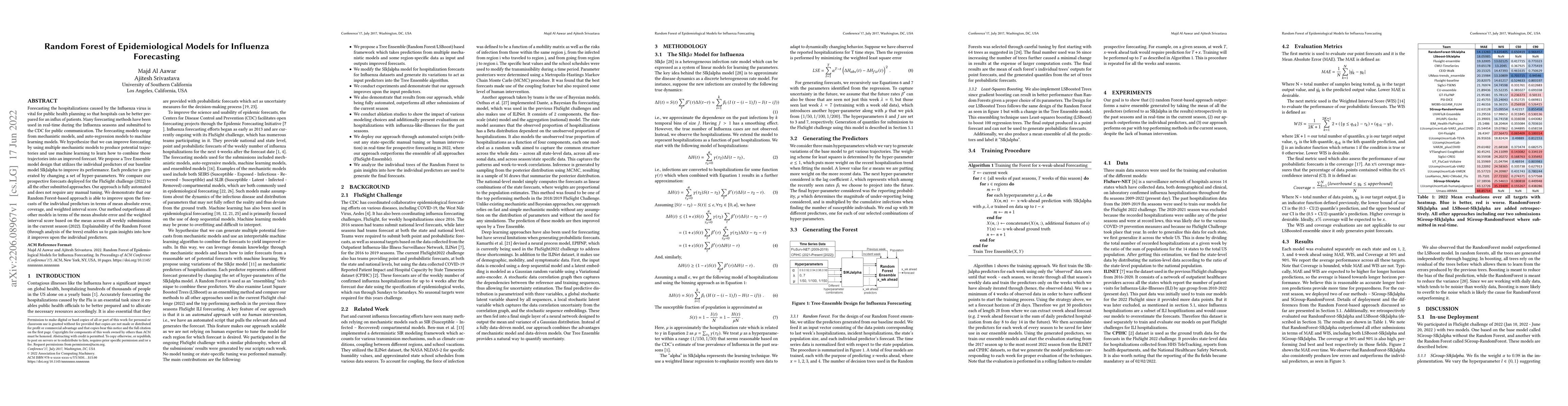 Thumbnail for Random Forest of Epidemiological Models for Influenza Forecasting